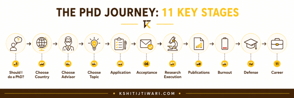 11 stages of a phd journey